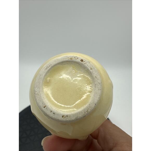 Vintage Yellow Pottery Miniature Poinsettia Pitcher Vase - Picture 5 of 7